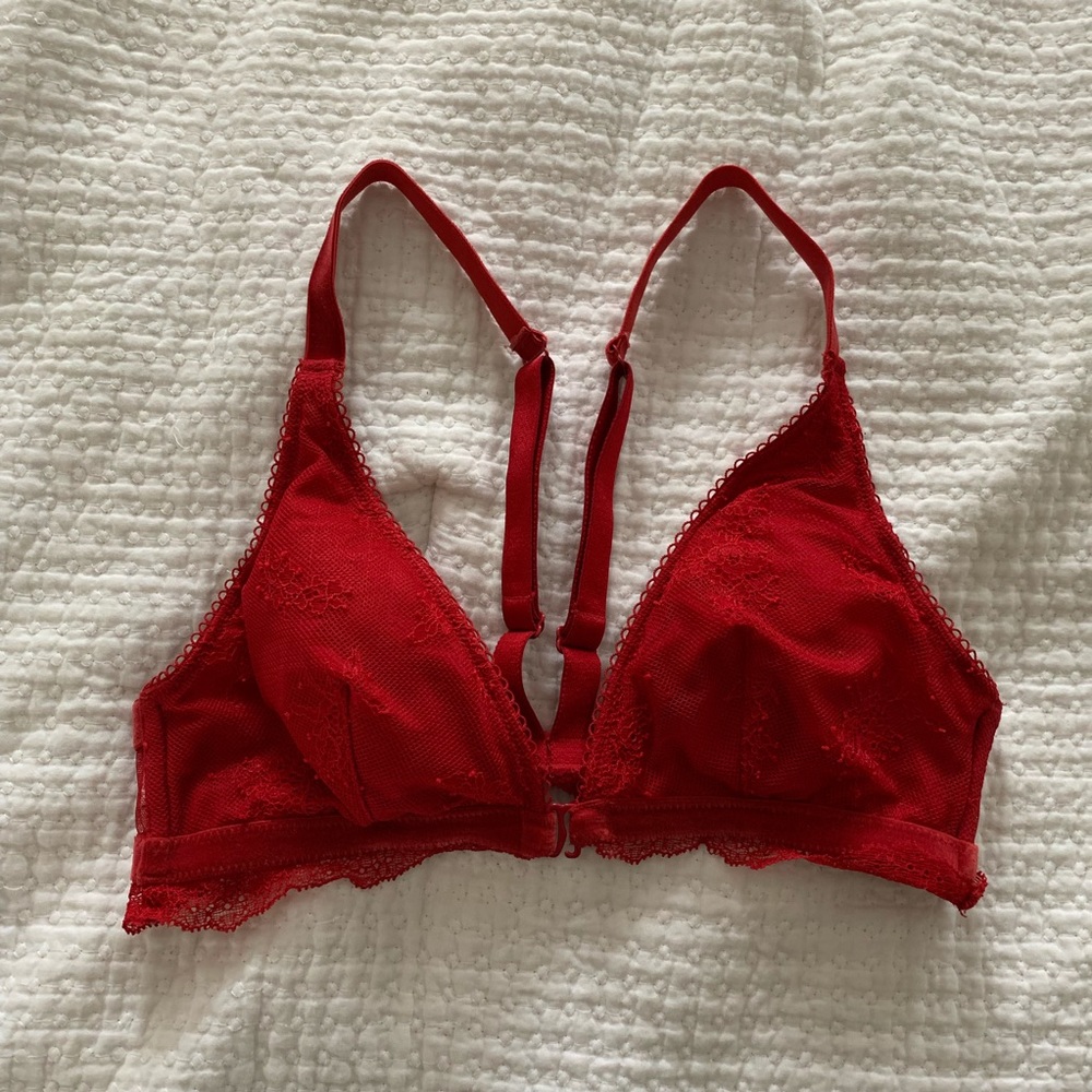 Red lace bralette